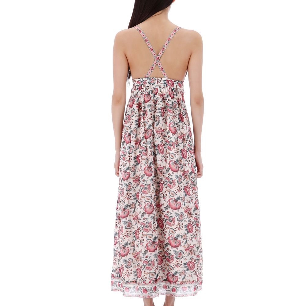 Louise Misha Ecru Cream Indian Floral Arya Maxi Dress Size 38 Medium - Picture 3 of 14